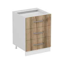 Minar Mutfak Alt Modül 3ç Nray 60cm Dolap Beyaz/dore - D1