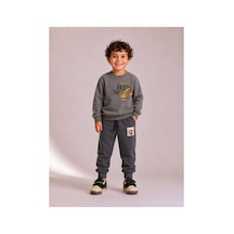 Toikids Erkek Çocuk Baskılı Sweatshırt Eşofman Takımı Gri
