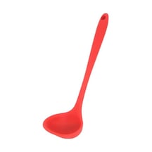 Kırmızı Kaşık Rahat Kavrama Uzun Saplı Asılı Delik Taşınabilir Yapışmaz Gıda Sınıfı Silikon Kaşık Karıştırma Kaşığı