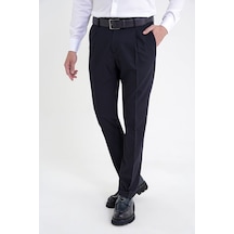 Comfort Fit Yan Cep Esnek Pamuklu Gabardin Tek Pileli Lacivert Pantolon P 1211