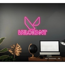 Valorant Yazılı Ve Şekilli Neon Tabela Pembe
