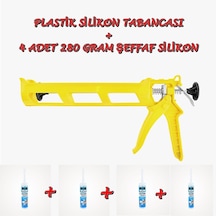 4 Adet 280 Gram Şeffaf Silikon + Plastik Silikon Tabancası