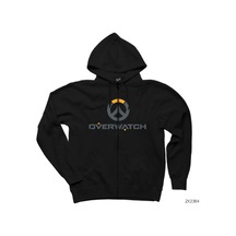 Overwatch Logo 2 Siyah Fermuarlı Kapşonlu Sweatshirt