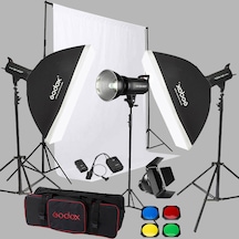 Godox SK400 II W/S 3'lü Paraflaş Set + Seyyar Fon Perde 3x6 Metre