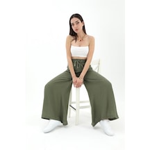 Tua Moda - Geniş Kemerli Bol Paça Düz Keten Kadın Pantolon - 001