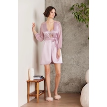 Pierre Cardin Saten Gecelik Sabahlık Pijama Şort 6'lı Gelin Çeyiz Seti Rose6005 001
