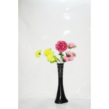 60 Cm Siyah Desenli Vazo ve Çiçekler