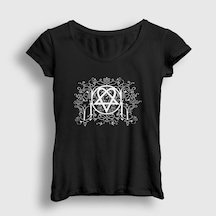 Presmono Kadın Decor Him T-shirt Siyah