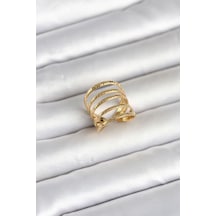 316l Çelik Gold Renk Sıralı Model Kadın Yüzük - Tj-byk4183 Renkli