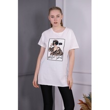 Gabria Kadın Kız Baskılı T-Shirt Beyaz (512162043)