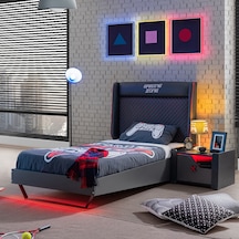 Gamer Oyuncu Deri Başlıklı Ledli Karyola