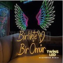 Birlikte Bir Ömür Yazılı Ve Şekilli Neon Tabela Sarı