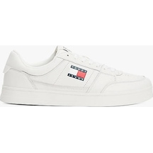 Tommy Hilfiger Tommy Jeans Erkek Beyaz Greenwich Essential Deri Sneaker Çok Renkli