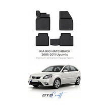 Otocraft Kia Rio Hatchback 2005-2011 Araca Özel 4d Karbon Oto Paspas Havuzlu Tam Set