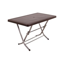 Depootoptan Mandella 70 x 120 CM Zeugma Rattan Masa (Katlanır Metal Ayak) Kahveren Kahverengi