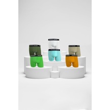 Franco Renzo Erkek 6'lı Lüx Kutulu Pamuklu Ve Likralı Boxer Yeşil - Haki - Beyaz - Hardal - Taş - Bebe Mavi