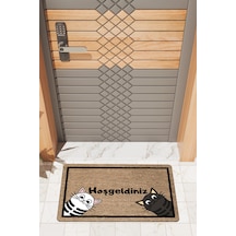 Rugmood Modern Dijtal Baskı Yan Kediler Kapı Önü Paspası Çok Renkli