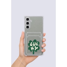 Samsung Galaxy Uyumlu A16 Kartlıklı Lucky Yonca Desenli Kılıf