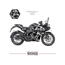 Bajaj Rs200 Kaplama Sticker Şimşek Yıldırım Motor Kaplama Modeli Hazır Kit Beyaz