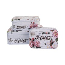 3'lü Metal Saklama Kutusu Gül