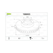 Skoda Roomster Fren Diski On 2007-2014 Valeo 186603 2adettir
