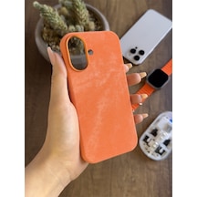 Apple iPhone 16 Uyumlu Kadife Yüzeyli Magsafe Uyumlu Premium Kılıf Soocase691 Turuncu