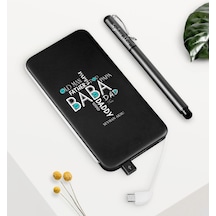 Kişiye Özel Baba Siyah 5000 Mah Hızlı Şarj Powerbank Kalem Seti