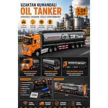 Uzaktan Kumandalı Tanker Tır 1:24 Ölçek Şarjlı Oyuncak Tır 2.4ghz Yakıt Tankeri Kamyon