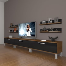 Decoraktiv Eko 270r Slm Krom Ayaklı Tv Ünitesi Tv Sehpası Ceviz - Siyah