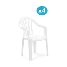 Omnipazar Sy-2500 Manolya Plastik Bahçe Sandalye 4'lü Set Beyaz