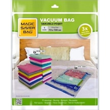 Magic Silver Vakumlu Giyisi Yastık Yorgan Saklama Torbası Poşeti Hurç - Jumbo - 73x130 Cm. -1 Paket Şeffaf