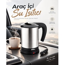 Ers Otomobil İçin 12v Çakmak Soketli Paslanmaz Çelik Taşınabilir Su Isıtıcı Seyahat Kettle