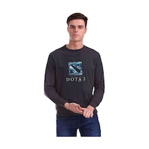 Dota 1 Baskılı Füme Erkek Örme Sweatshirt
