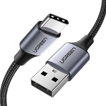 Ugreen 60408 USB-C to USB-A 3A QC Örgülü Hızlı Şarj Kablosu 3 Metre Siyah