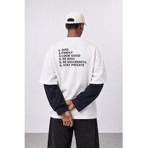 Respire Erkek Double Sleeve Oversize Sweatshirt Ekru