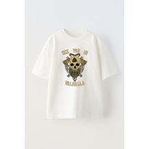 Thewert Unisex See Youın Valhalla Tasarım Baskılı Pamuk Beyaz Oversize T-shirt