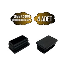 Dikdörtgen Demir Profil İç Tapa Geçme Plastik Ayak Geçme Koruma Plastiği 50mm X 30mm 4 Adet Siyah Siyah