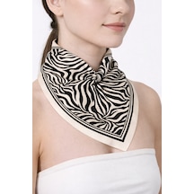 Tarzını Seç Beyaz Zebra Fular / Bandana / Aksesuar 48x48 Cm