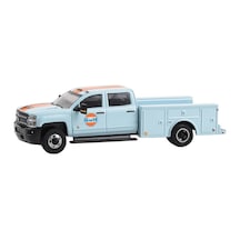 Greenlight 2018 Chevrolet 3500hd Dually Service Truck - Gulf Dil 1/64 Model Araba