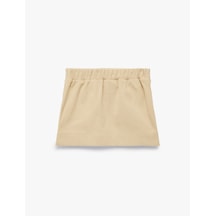 Koton Beli Lastikli Cep Detaylı Dokulu Etek Bej 6wmg70007ak Ekru