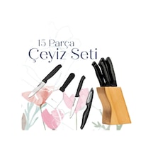 Pirge Çeyizlik Bıçak Seti - 15 Parça Siyah
