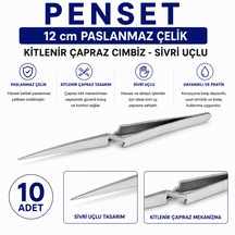 Penset 12 Cm - Kitlenir Çapraz Cımbız - Sivri Uçlu 10 Adet