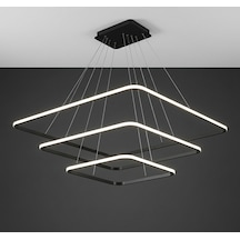 Lzy Avize Store 3 Lü Kare Modern Siyah Avize Salon & Yemek Masası Sarkıt Aydınlatma Siyah 1.model