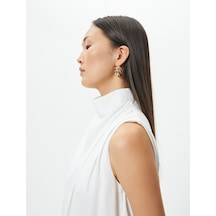 Koton Drape Yaka Bluz Kolsuz Kırık Beyaz 4sak60025uw Ekru
