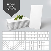 Art3d Mutfak Veya Banyo İçin 32 Parça Soy Ve Yapıştır Tezgah Üstü Cam Karo, 7,62 Cm X 15,24 Cm Metro Beyaz Arka Sıçrama Fayansları