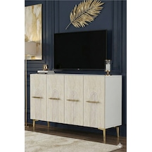Ka1215btg İda Konsol, Ve Tv Sehpası Beyaz-traverten-gold 120cm
