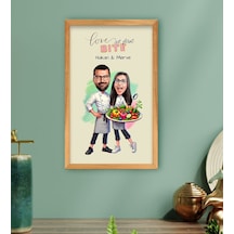 Bk Gift Kişiye Özel Aşçı Çift Karikatürlü Ahşap Çerçeveli Tablo-1 40x25cm, Sevgililer Günü, Sevgiliye Hediye Kobitmeyencom33787 Bk Gift
