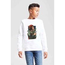 Tshirthane Leon Baskılı Unisex Çocuk Beyaz Sweatshirt (534758372) Beyaz