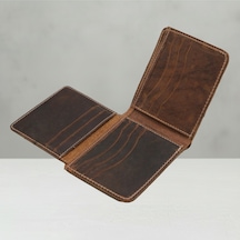 Luqa Leather Hakiki Deri El Yapımı Erkek Cüzdanı Minimalist Tasarım Kartlık Kahverengi Açık Kahverengi