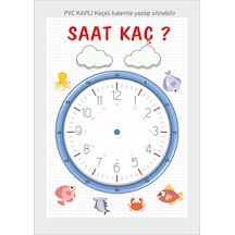 Yaz Sil Saat Kaç Materyali  Çocuk Saat Öğrenme A4 PVC Kaplı